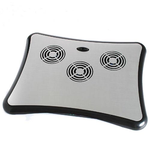 Cooler Base enfriadora para Notebook con tres Ventiladores, Metalica de aluminio con 4 puertos USB Cooler Base enfriadora para Notebook con tres Ventiladores, Metalica de aluminio con 4 puertos USB