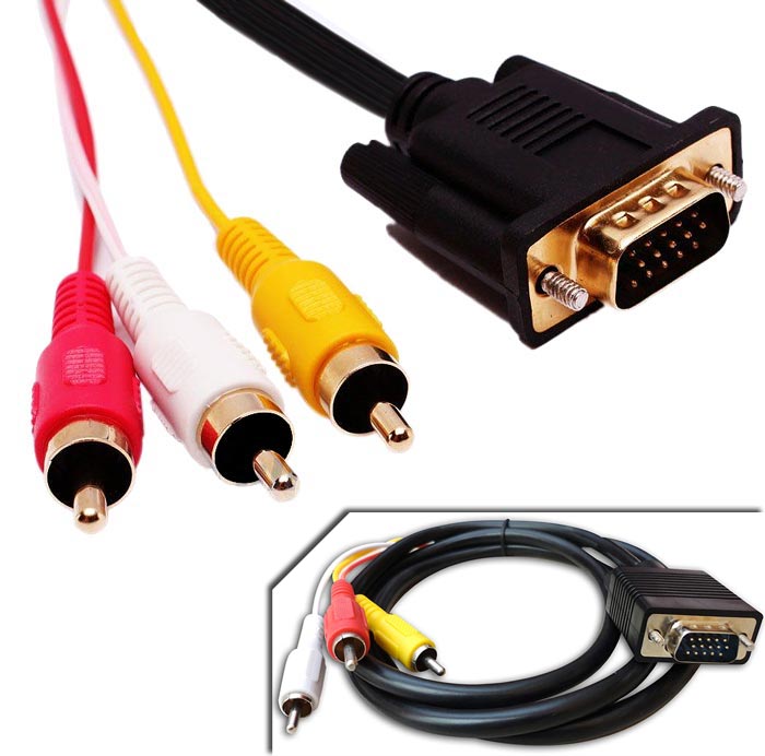 Cable Adaptador Vga A Rca + Audio / Vga (o Rgb) a 3 Rca Macho AGOTADO